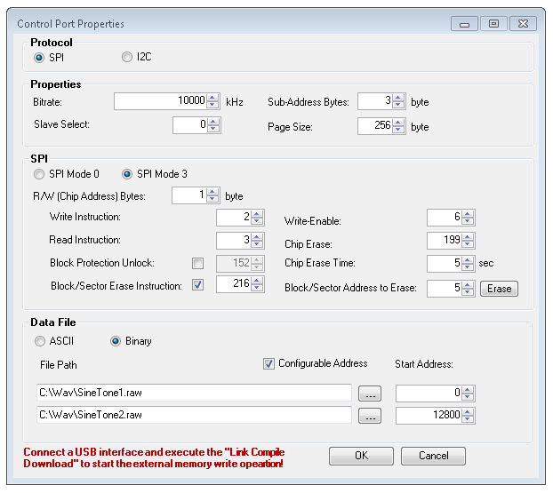 Writing a Wav file to SPI EEPROM using Flash Programmer (ADAU1452)