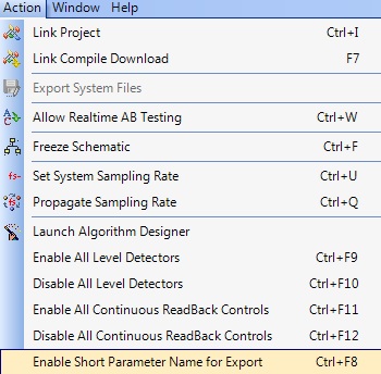 Short Parameter Name support for Export file (PARAM.h)