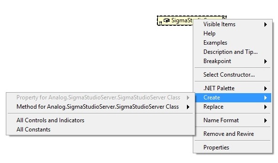 Using SigmaStudio as a LabVIEW .NET Server